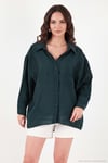 Modal Oversize Fit Uzun Kollu Kadın Gömlek 6834612 ZÜMRÜT