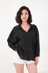 Modal Oversize Fit Uzun Kollu Kadın Gömlek 6834612 SİYAH