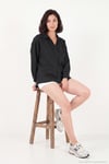 Modal Oversize Fit Uzun Kollu Kadın Gömlek 6834612 SİYAH