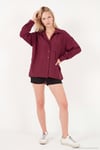 Modal Oversize Fit Uzun Kollu Kadın Gömlek 6834612 BORDO