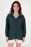 Modal Oversize Fit Uzun Kollu Kadın Gömlek 6834612 ZÜMRÜT