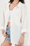 Modal Oversize Fit Uzun Kollu Kadın Gömlek 6834612 BEYAZ