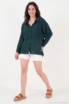 Modal Oversize Fit Uzun Kollu Kadın Gömlek 6834612 ZÜMRÜT
