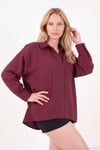 Modal Oversize Fit Uzun Kollu Kadın Gömlek 6834612 BORDO