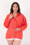 Modal Oversize Fit Uzun Kollu Kadın Gömlek 6834612 KIRMIZI