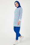 Modest Çizgili Pamuklu Regular Fit Bisiklet Yaka Kadın Tunik 5865784 SAKS