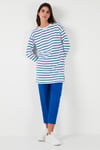 Modest Çizgili Pamuklu Regular Fit Bisiklet Yaka Kadın Tunik 5865784 SAKS