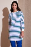 Modest Çizgili Pamuklu Regular Fit Bisiklet Yaka Kadın Tunik 5865784 SAKS
