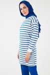 Modest Çizgili Pamuklu Regular Fit Bisiklet Yaka Kadın Tunik 5865784 SAKS