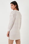 Modest Çizgili Pamuklu Regular Fit Bisiklet Yaka Kadın Tunik 5865784 BİSKÜVİ