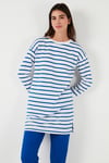 Modest Çizgili Pamuklu Regular Fit Bisiklet Yaka Kadın Tunik 5865784 SAKS