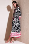 Modest Desenli Regular Fit Bağlamalı V Yaka Maxi Kadın Elbise 611EL510 SİYAH