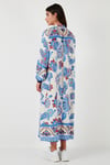 Modest Desenli Regular Fit Bağlamalı V Yaka Maxi Kadın Elbise 611EL510 LACİVERT