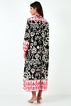 Modest Desenli Regular Fit Bağlamalı V Yaka Maxi Kadın Elbise 611EL510 SİYAH