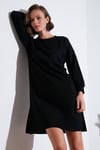 Modest OYSHO Kumaş Relaxed Fit Yırtmaçlı Kadın Tunik 5865878 SİYAH