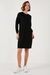 Modest OYSHO Kumaş Relaxed Fit Yırtmaçlı Kadın Tunik 5865878 SİYAH
