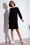 Modest OYSHO Kumaş Relaxed Fit Yırtmaçlı Kadın Tunik 5865878 SİYAH