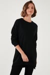 Modest Pamuklu Bisiklet Yaka Oversize Fit Kadın Tunik 5864896 SİYAH