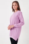 Modest Pamuklu Bisiklet Yaka Oversize Fit Kadın Tunik 5864896 LİLA