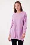 Modest Pamuklu Bisiklet Yaka Oversize Fit Kadın Tunik 5864896 LİLA