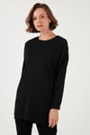 Modest Pamuklu Bisiklet Yaka Oversize Fit Kadın Tunik 5864896 SİYAH