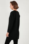 Modest Pamuklu Bisiklet Yaka Oversize Fit Kadın Tunik 5864896 SİYAH
