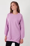 Modest Pamuklu Bisiklet Yaka Oversize Fit Kadın Tunik 5864896 LİLA