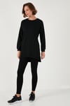 Modest Pamuklu Bisiklet Yaka Oversize Fit Kadın Tunik 5864896 SİYAH