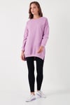 Modest Pamuklu Bisiklet Yaka Oversize Fit Kadın Tunik 5864896 LİLA