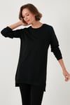 Modest Pamuklu Bisiklet Yaka Oversize Fit Kadın Tunik 5864896 SİYAH