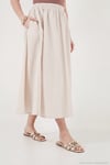 Modest Pamuklu Relaxed Fit Lastikli Bel Tesettür Midi Kadın Etek 668YE4449 TAŞ