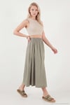 Modest Pamuklu Relaxed Fit Lastikli Bel Tesettür Midi Kadın Etek 668YE4449 AÇIK HAKİ