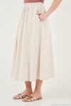 Modest Pamuklu Relaxed Fit Lastikli Bel Tesettür Midi Kadın Etek 668YE4449 TAŞ