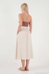 Modest Pamuklu Relaxed Fit Lastikli Bel Tesettür Midi Kadın Etek 668YE4449 TAŞ
