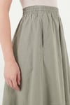 Modest Pamuklu Relaxed Fit Lastikli Bel Tesettür Midi Kadın Etek 668YE4449 AÇIK HAKİ