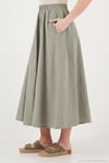 Modest Pamuklu Relaxed Fit Lastikli Bel Tesettür Midi Kadın Etek 668YE4449 AÇIK HAKİ