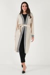 Modest Regular Fit Bağlamalı Nakışlı Tesettür Uzun Kimono Kadın Hırka 5866173 TAŞ