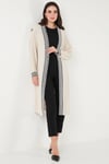 Modest Regular Fit Bağlamalı Nakışlı Tesettür Uzun Kimono Kadın Hırka 5866173 TAŞ
