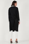 Modest Regular Fit Bağlamalı Nakışlı Tesettür Uzun Kimono Kadın Hırka 5866173 SİYAH