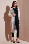 Modest Regular Fit Bağlamalı Nakışlı Tesettür Uzun Kimono Kadın Hırka 5866173 TAŞ