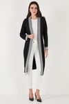 Modest Regular Fit Bağlamalı Nakışlı Tesettür Uzun Kimono Kadın Hırka 5866173 SİYAH