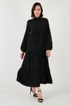 Modest Regular Fit Dik Yaka Uzun Kadın Elbise 611EL545 SİYAH