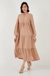 Modest Regular Fit Dik Yaka Uzun Kadın Elbise 611EL545 CAMEL