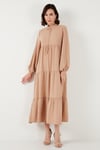 Modest Regular Fit Dik Yaka Uzun Kadın Elbise 611EL545 CAMEL