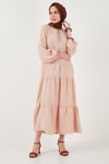 Modest Regular Fit Dik Yaka Uzun Kadın Elbise 611EL545 BEJ