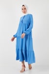 Modest Regular Fit Dik Yaka Uzun Kadın Elbise 611EL545 AÇIK MAVİ
