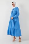 Modest Regular Fit Dik Yaka Uzun Kadın Elbise 611EL545 AÇIK MAVİ