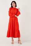 Modest Regular Fit Dik Yaka Uzun Kadın Elbise 611EL545 ORANJ