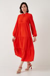 Modest Regular Fit Dik Yaka Uzun Kadın Elbise 611EL545 ORANJ