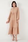 Modest Regular Fit Dik Yaka Uzun Kadın Elbise 611EL545 CAMEL